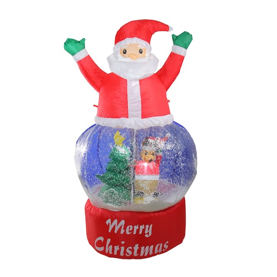 5ft. Red & Blue Lighted Inflatable Santa Claus Snow Globe Outdoor Christmas Yard Décor